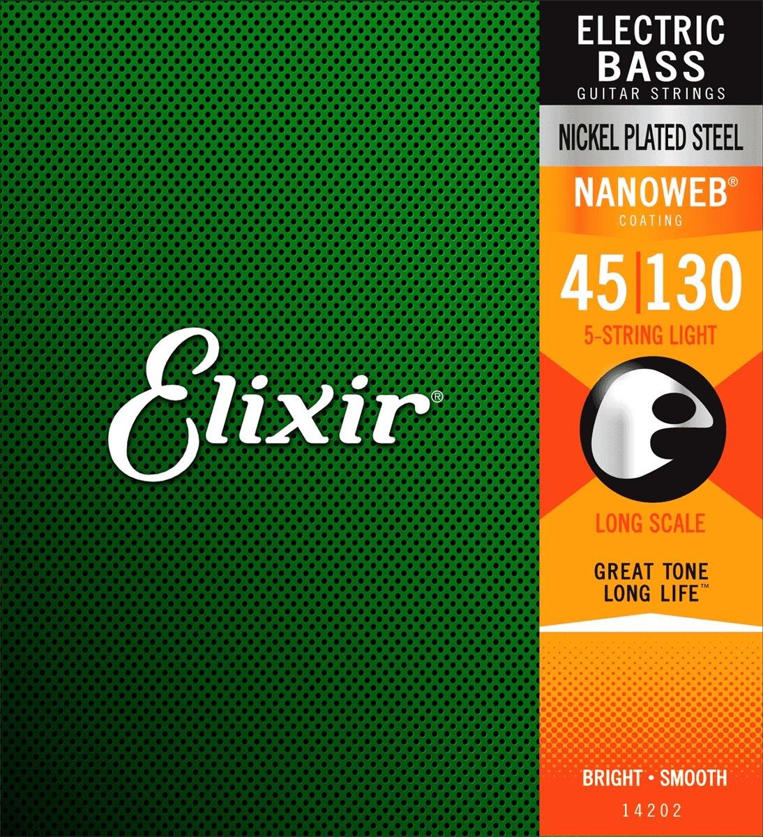 elixir-14202-nanoweb-5-string-light-long-scale-45-130 ELIXIR - Cuerdas de bajo eléctrico Elixir Nanoweb Nickel Plated 45-130 (5 Cuerdas) - Image 1