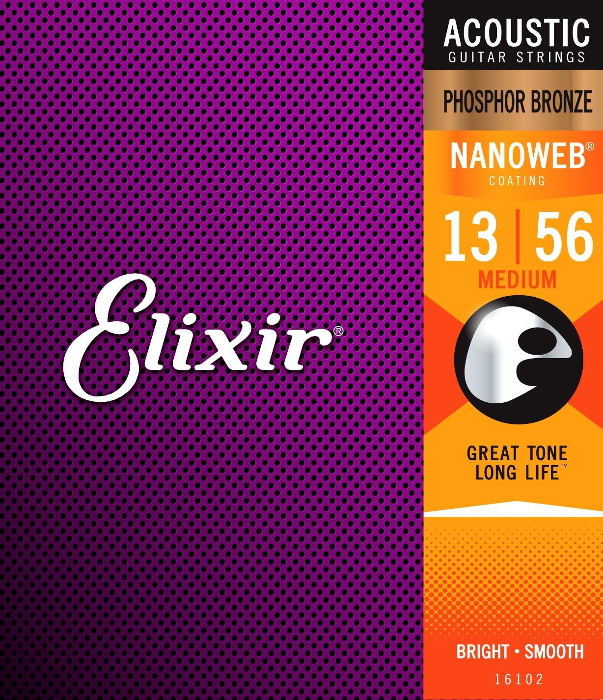 elixir-16102-phosphor-bronze-nanoweb-medium-13-56 ELIXIR - Cuerdas de guitarra acustica Elixir Nanoweb Phosphor Bronze 13-56 - Image 1