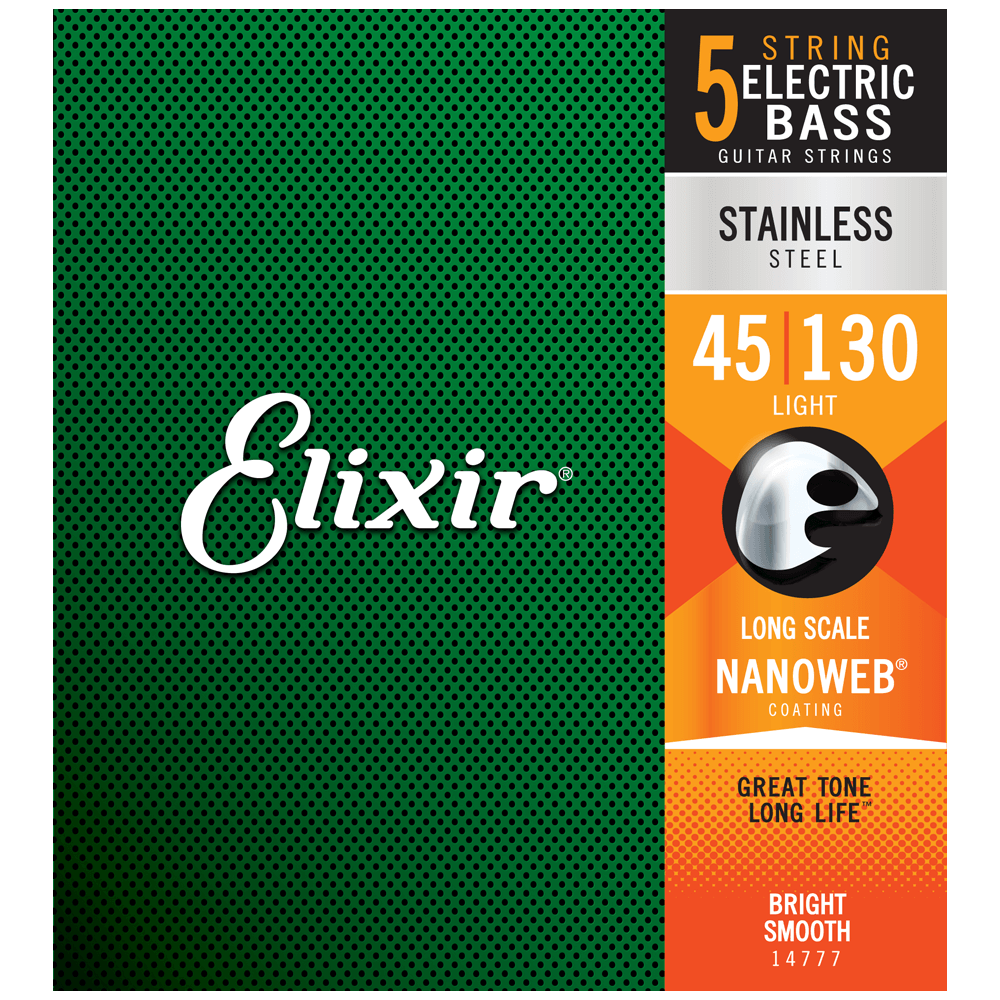 ELIXIR 14777 FRONT ELIXIR - Cuerdas de bajo eléctrico Elixir Nanoweb Stainless Steel 45-130 (Acero 5 Cuerdas) - Image 1