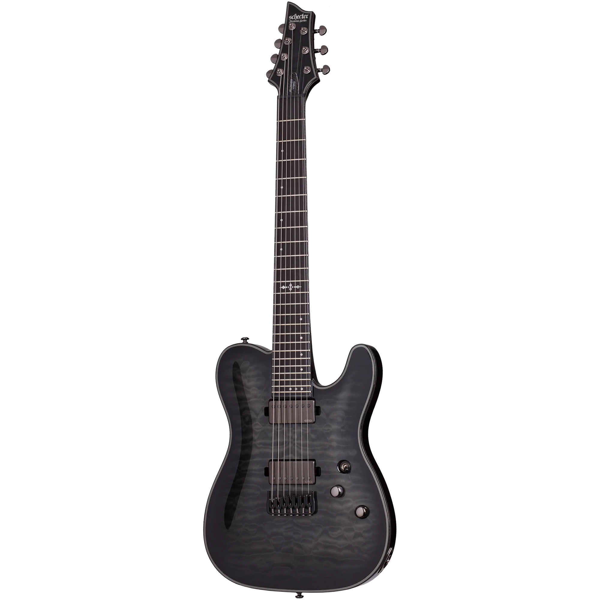 SCHECTER HELLRAISER HYBRID PT7 SCHECTER - Hellraiser Hybrid 7 PT-7 - Trans Black Burst Electric Guitar 7 Cuerdas - Imagen 1