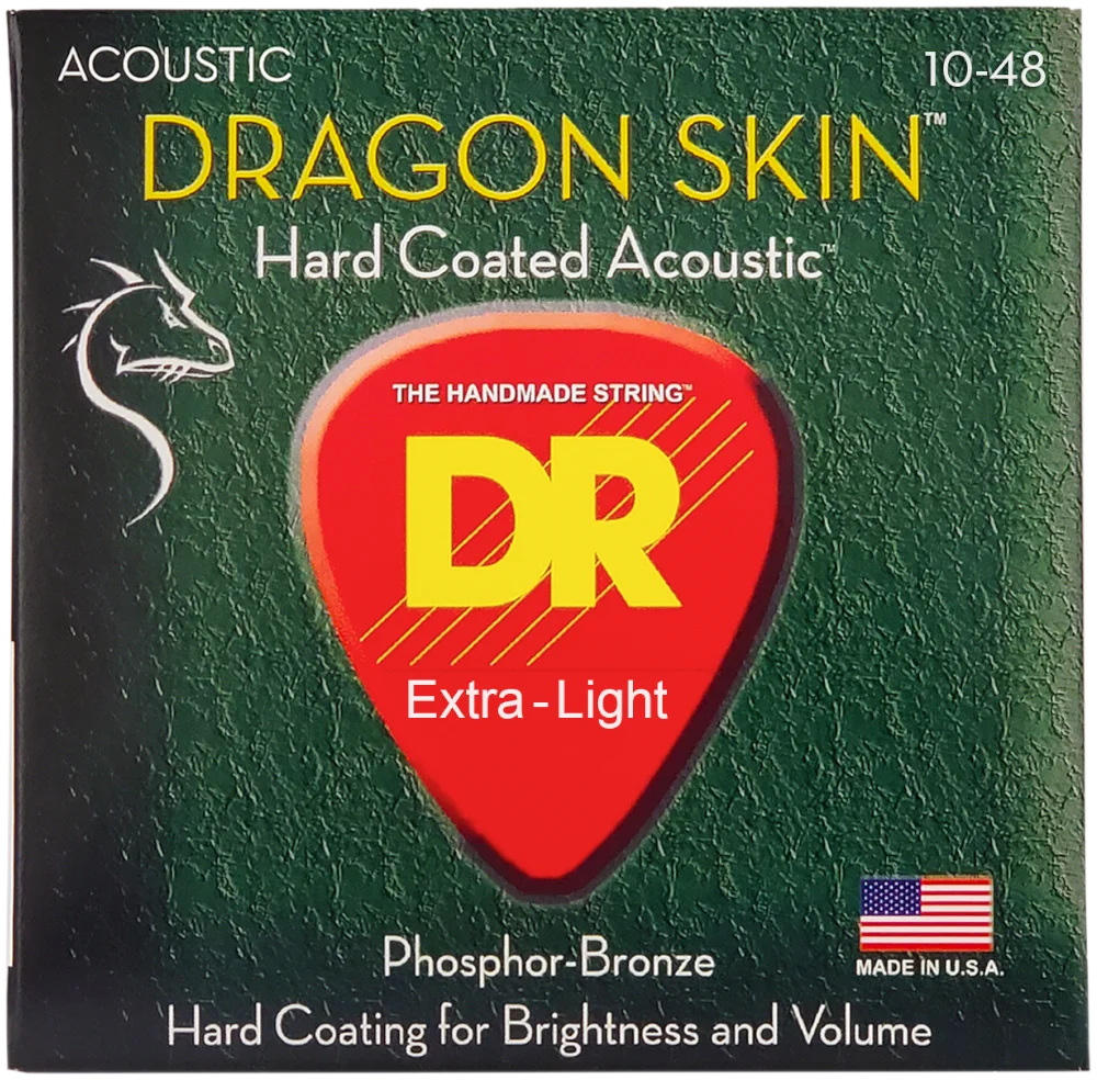 DR Strings - DSA-10 - Dragon Skin Phosphor Bronze - 10-48 - Cuerdas Para Guitarra Acústica - Imagen 1