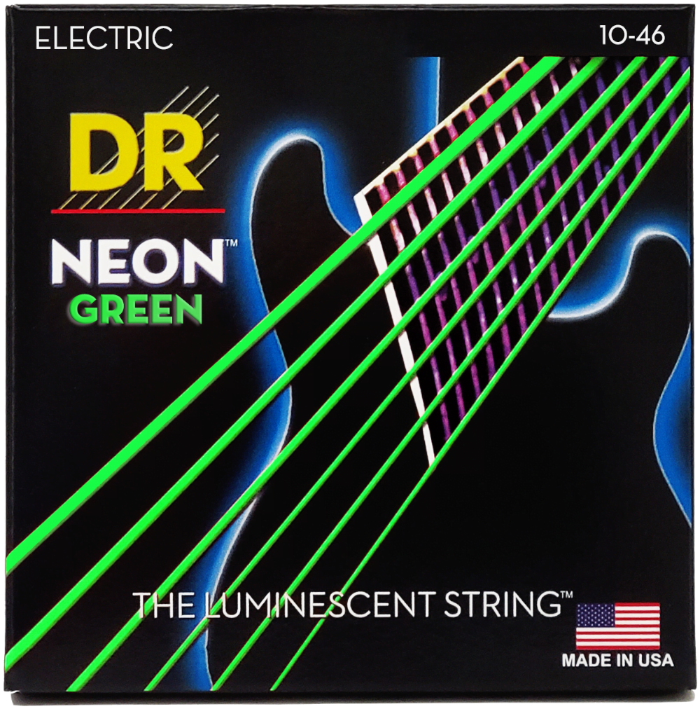 DR NGE-10 DR Strings - NGE-10 - Neon Green - 10-46 - Cuerdas Para Guitarra Eléctrica - Image 1