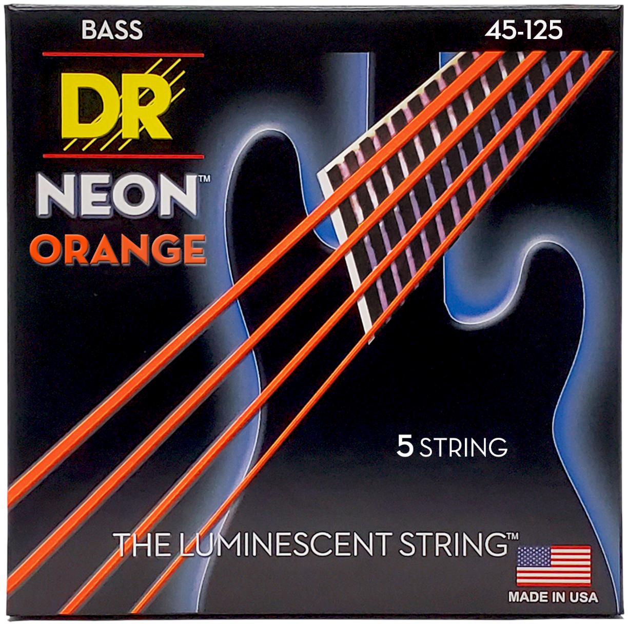 DR NOB5-45 Neon Orange 45125 DR Strings - NOB5-45 - NEON Orange Bass Strings - 45-125 - Cuerdas para Bajo (5 Cuerdas) - Image 1