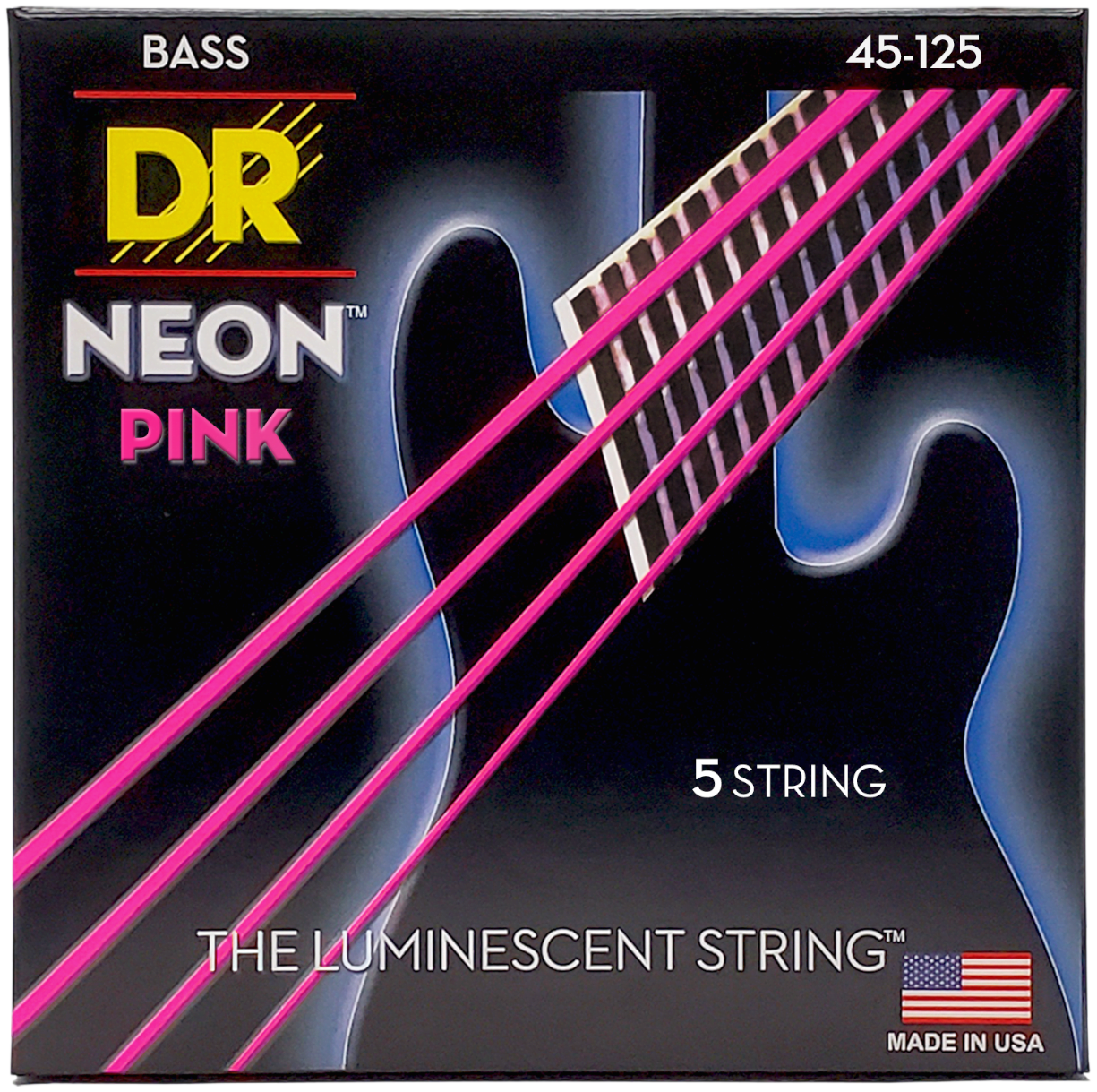 DR NPB5-45 Neon Pink 45125 DR Strings - NPB5-45 - NEON Pink Bass Strings - 45-125 - Cuerdas para Bajo (5 Cuerdas) - Image 1