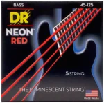 DR Strings - NRB5-45 - NEON Red Bass Strings - 45-125 - Cuerdas para Bajo (5 Cuerdas)