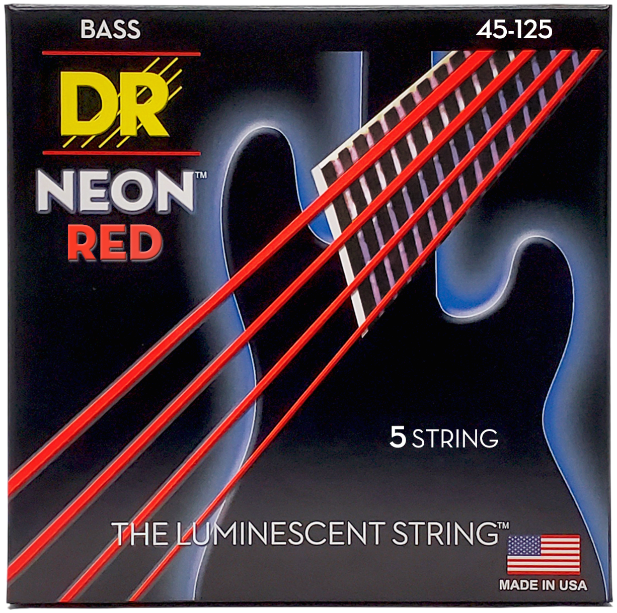 DR NRB5-45 Neon Red 45125 DR Strings - NRB5-45 - NEON Red Bass Strings - 45-125 - Cuerdas para Bajo (5 Cuerdas) - Image 1